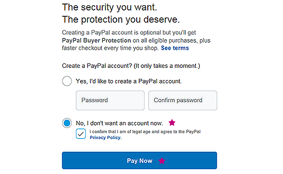 Dont want to creat paypal account